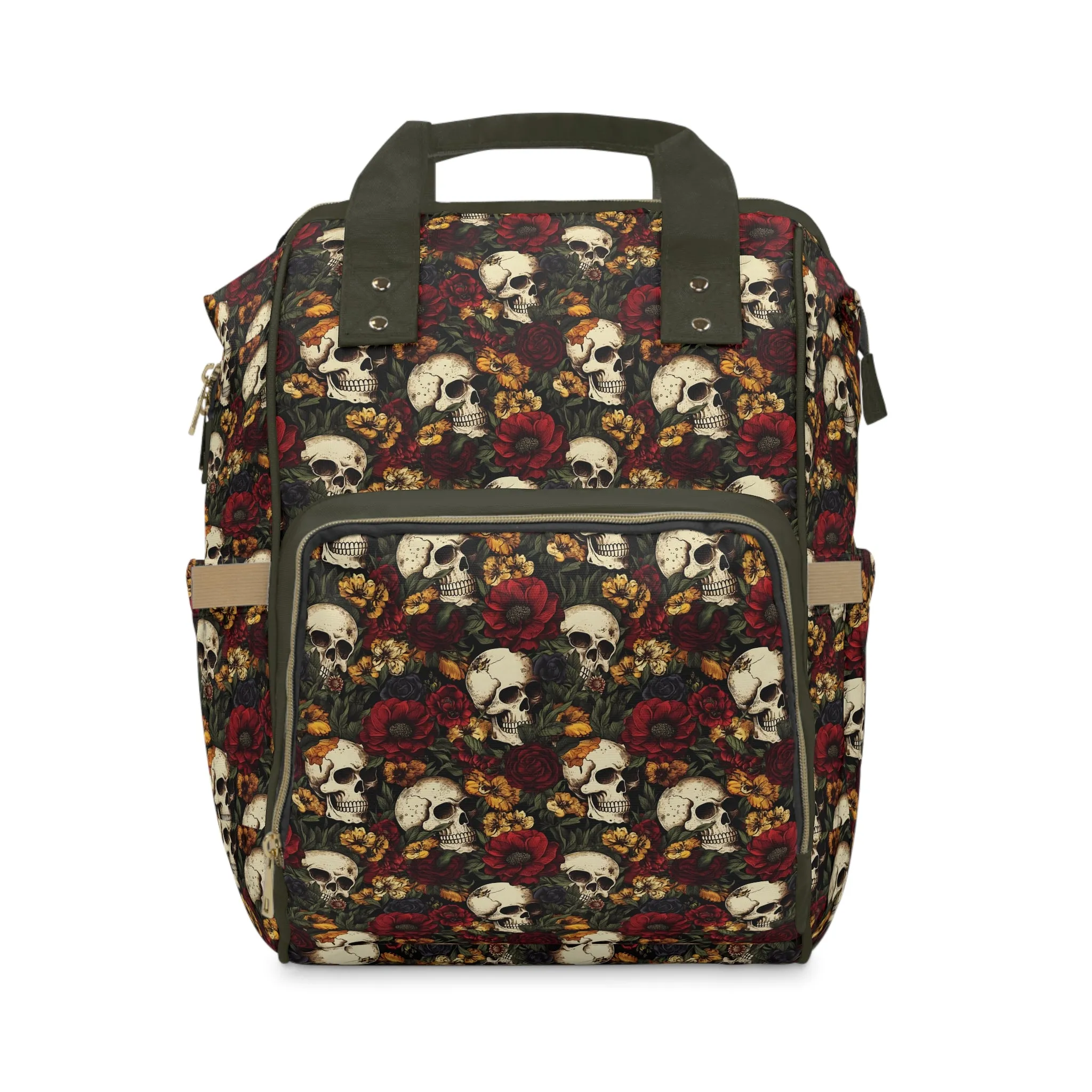 Skull Print Diaper Backpack - Multifunctional & Durable Baby Bag for Stylish Parents, Spacious & Organized Nappy Bag