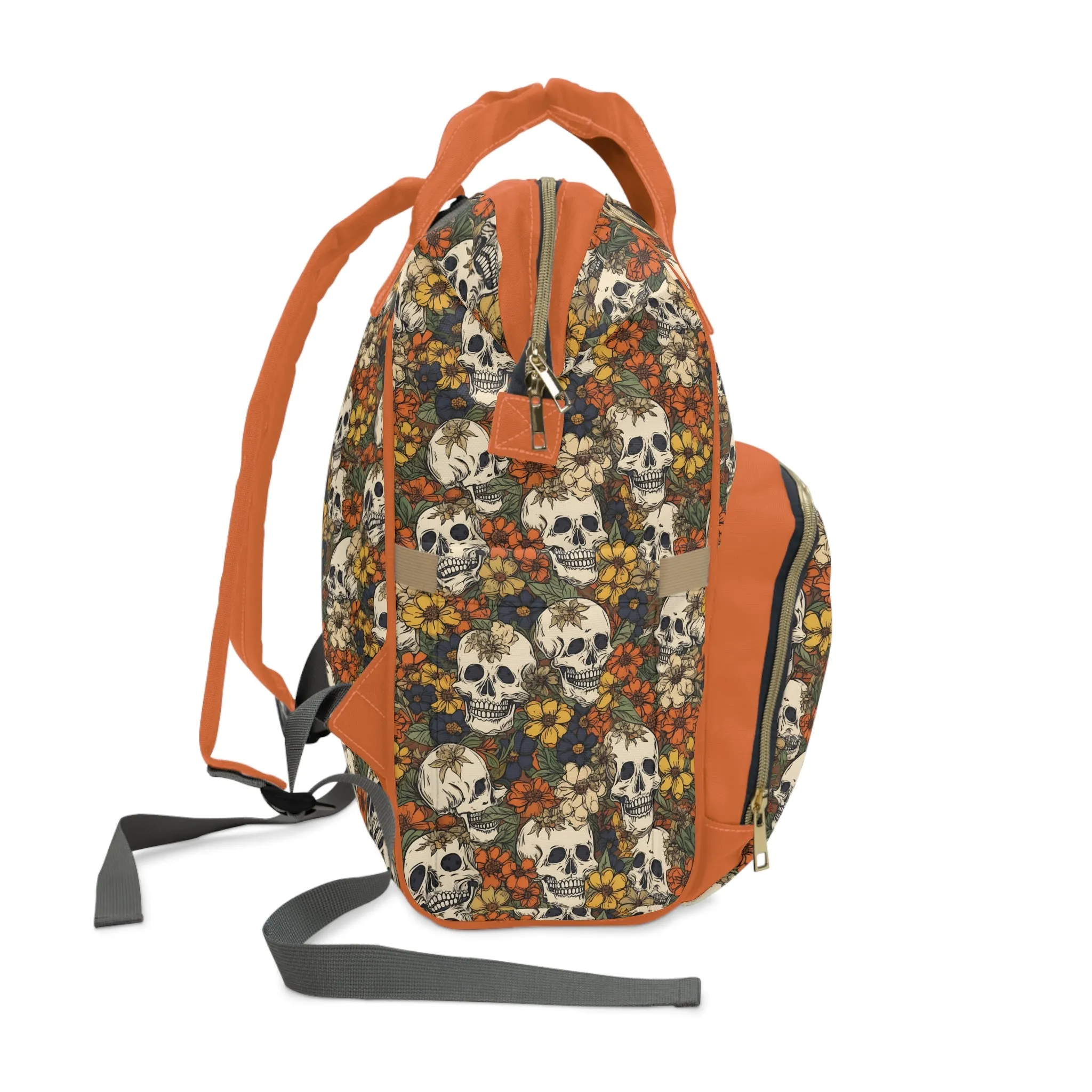 Skull Print Diaper Backpack - Multifunctional & Durable Baby Bag for Stylish Parents, Spacious & Organized Nappy Bag
