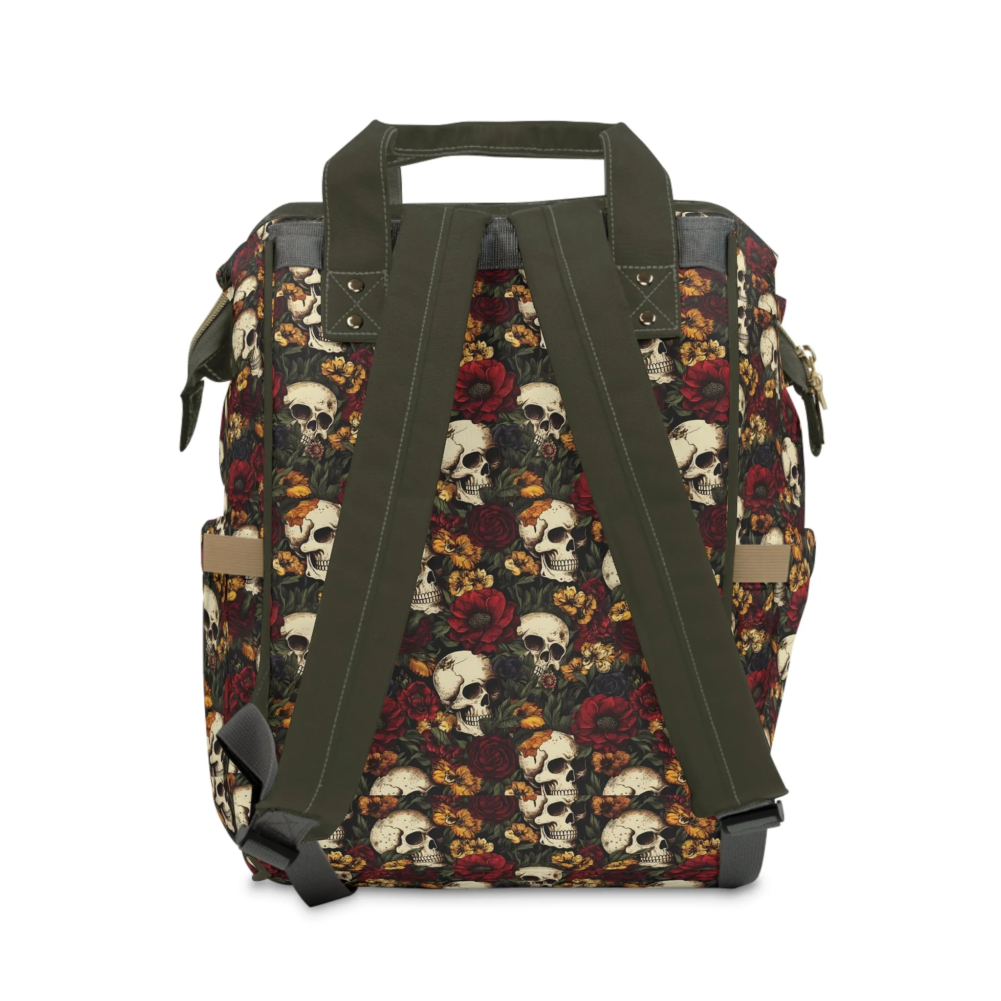 Skull Print Diaper Backpack - Multifunctional & Durable Baby Bag for Stylish Parents, Spacious & Organized Nappy Bag