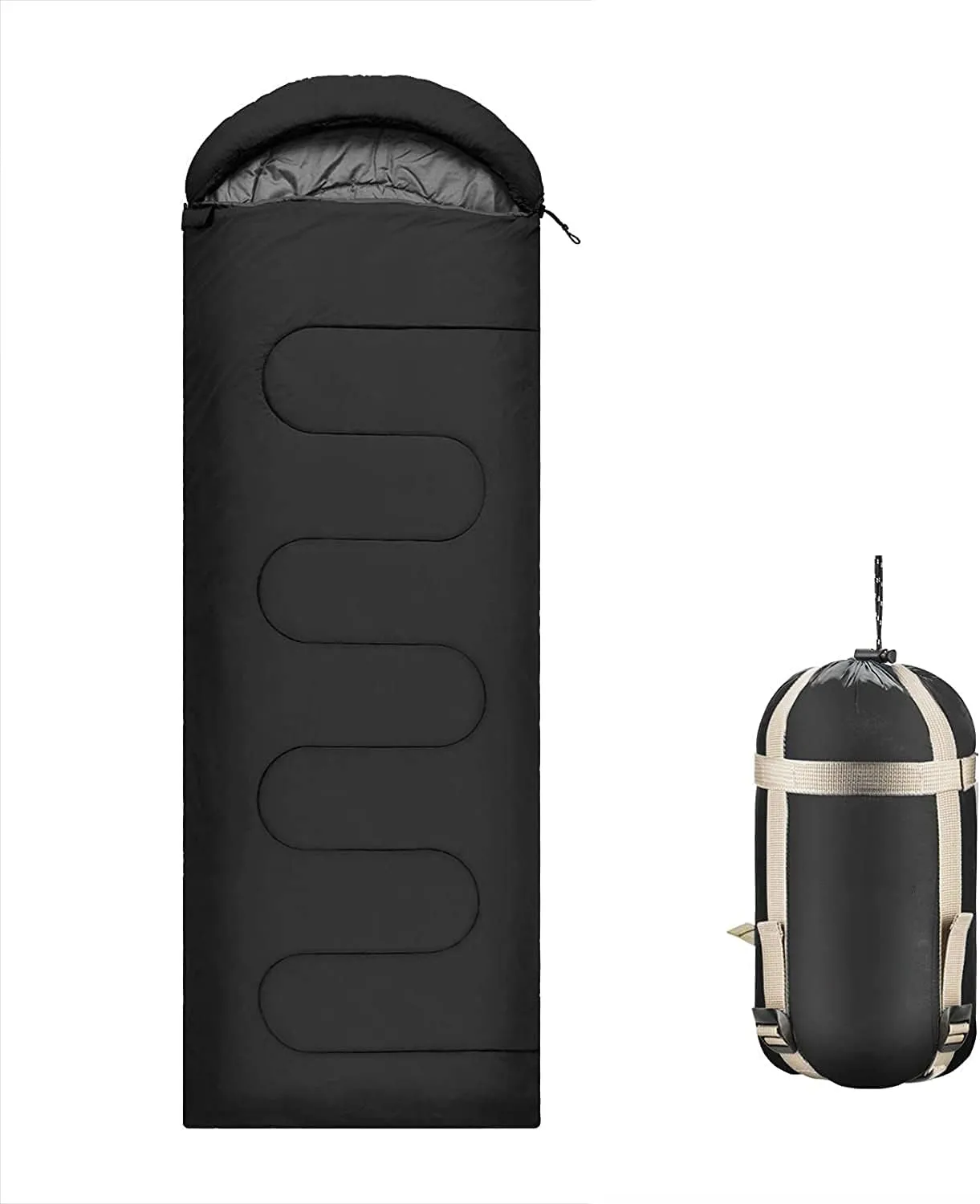 Sleeping Bag with Compression Sack Great for Outdoor Camping, Backpacking Portable Waterproof Compact Lightweight Comfort Fits Adults