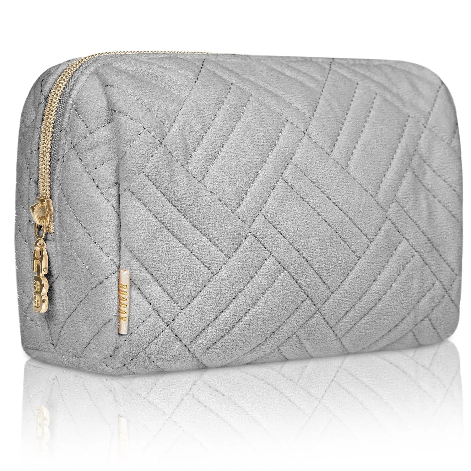 Small Embroidered Cosmetic Pouch - Pigeon Gray