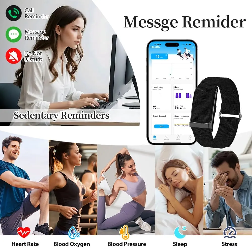 Smart Health Wristband for Men Women, Wearable Activity & Fitness Tracker with GPS, 100  Sport Modes, Measuring Heart Rate, Health, Sleep, Stress, IP68 Waterproof Health Tracker with Free App