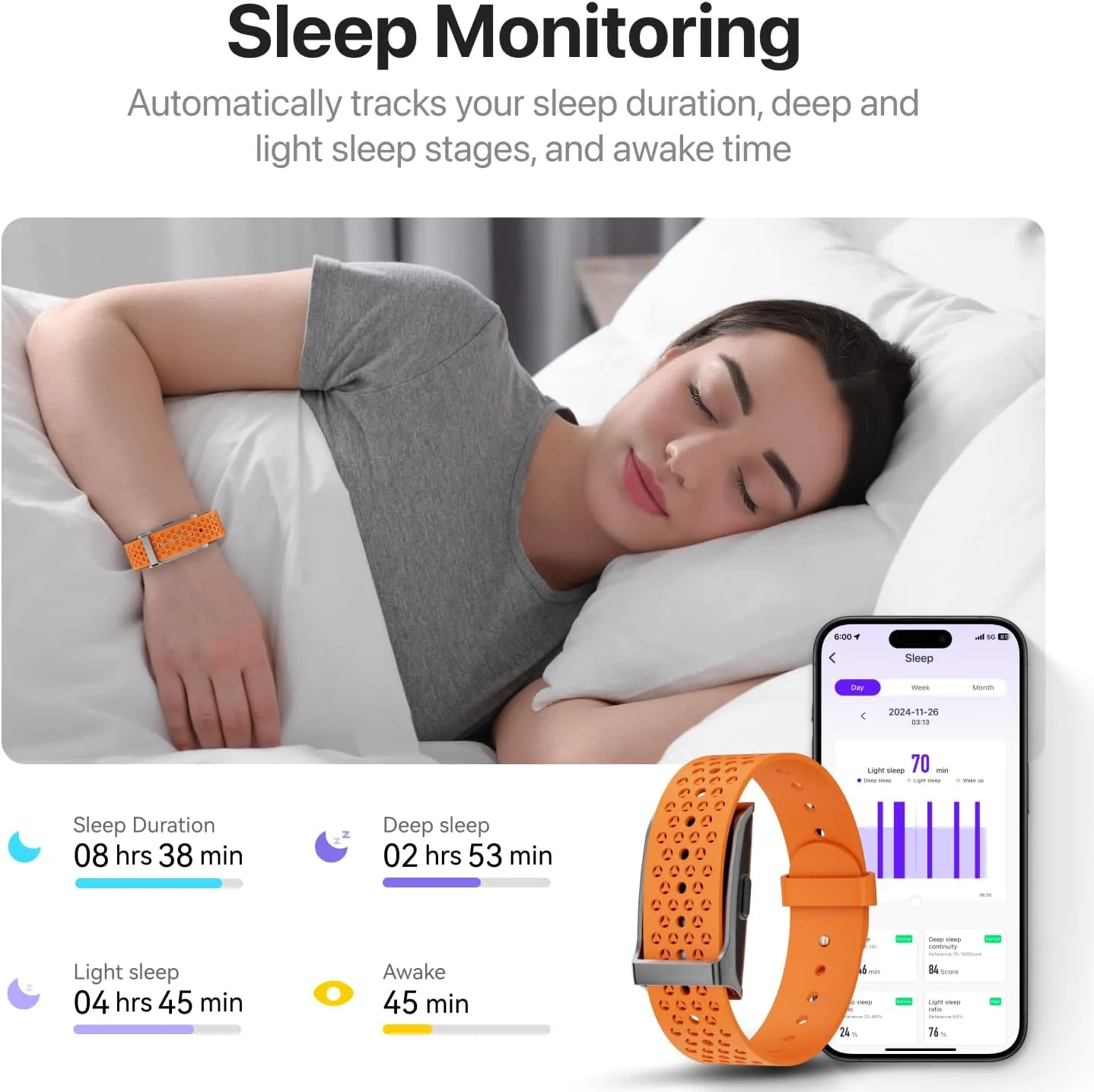 Smart Health Wristband, Wearable Activity & Fitness Tracker, 120  Sports Modes, All-Day Continuous Monitoring, Heart Rate Tracking, Improve Sleep, Stress, Wellness, 2 Pack Bands, with Free APP