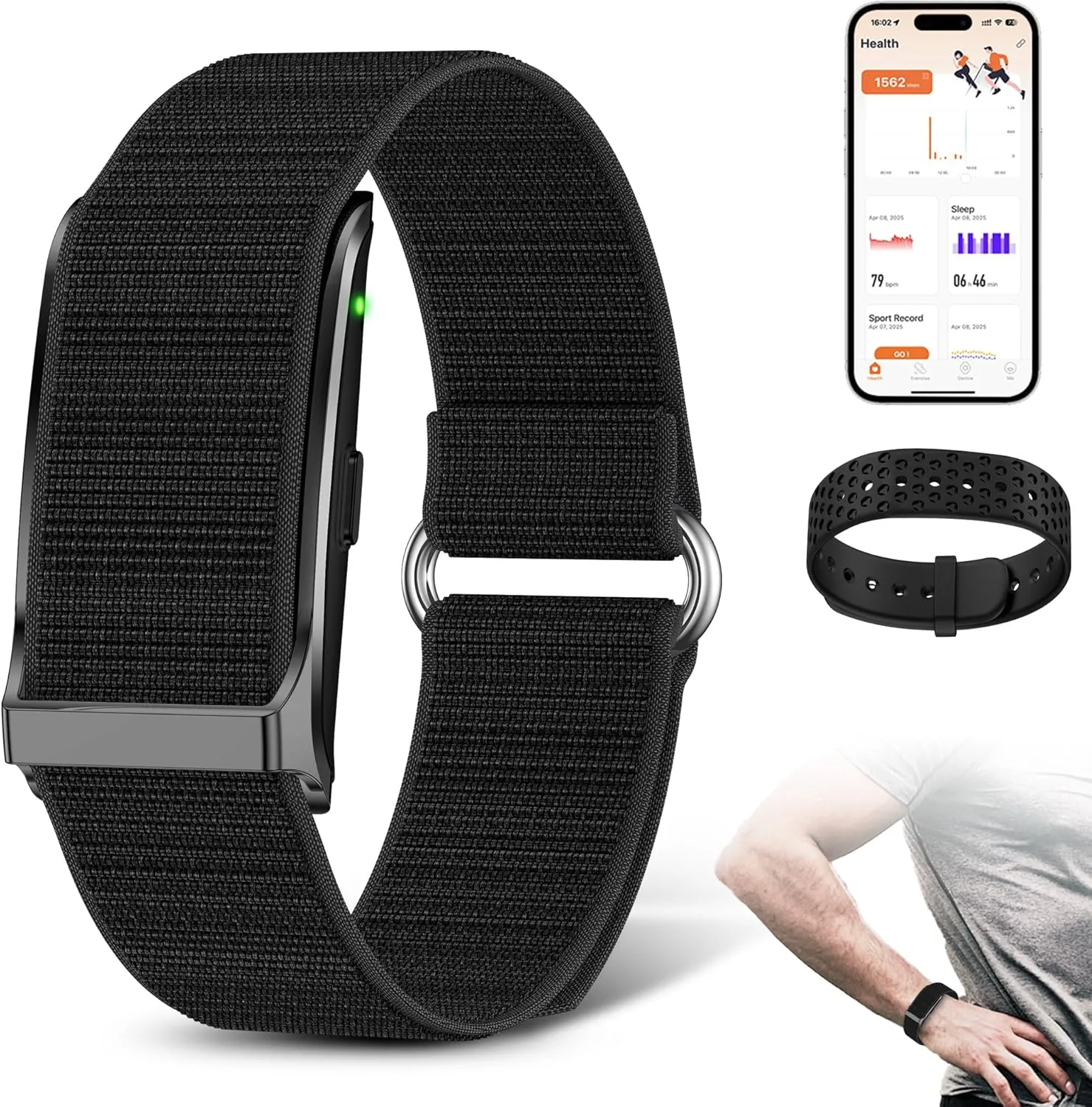 Smart Health Wristband, Wearable Health Fitness Tracker, 120  Sports Modes, All-Day Automatic Monitoring, with Pedometer/Improve Sleep/Stress/Health, IP68 Waterproof, 2 Pack Bands, Free APP