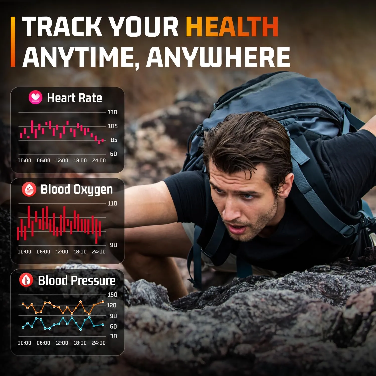 Smart Watch for Men - Make/Answer Call Military Smartwatch Mens for Android Phones iPhone Samsung Compatible, Waterproof Fitness Tracker with 110  Sport Modes, 2 Straps (Orange, 2.06)