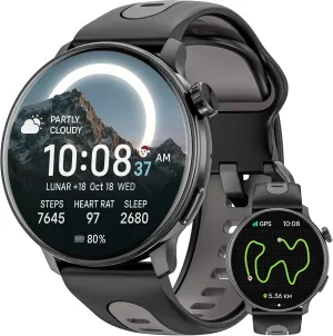 Smart Watch for Men Women GPS, 1.43'' AMOLED Smartwatch with Compass/Barometer/Altimeter 100  Sports Fitness Tracker with Health Monitor for Android iOS 3ATM Waterproof Answer/Make Call