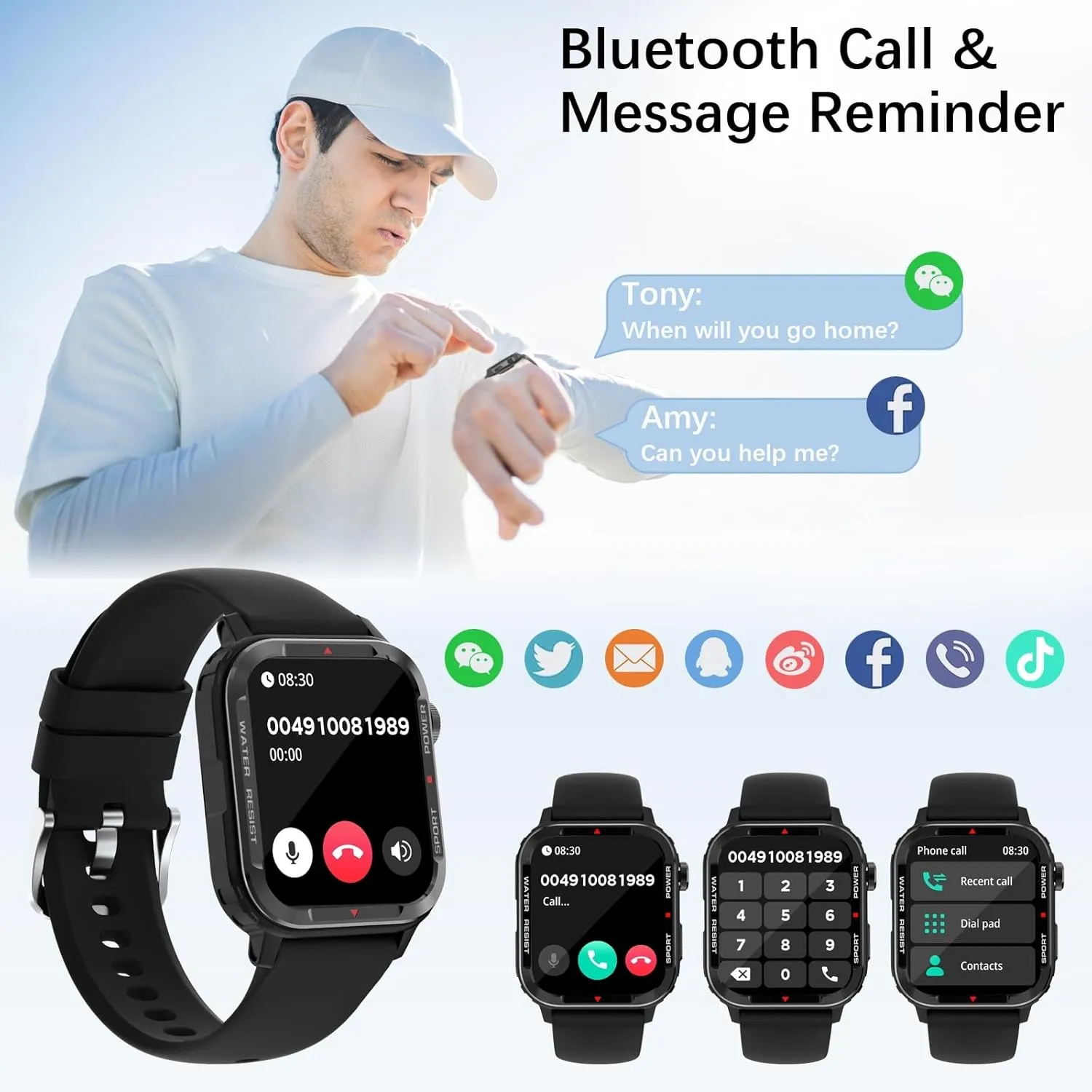 Smart Watches for Men (Answer/Make Call), Fitness Tracker with 123 Sport Modes, Heart Rate Monitor, Spo2, Step Counter, Sleep Tracker, IP68 Waterproof Sports Watch, Fitness Watch for iPhone ＆ Android