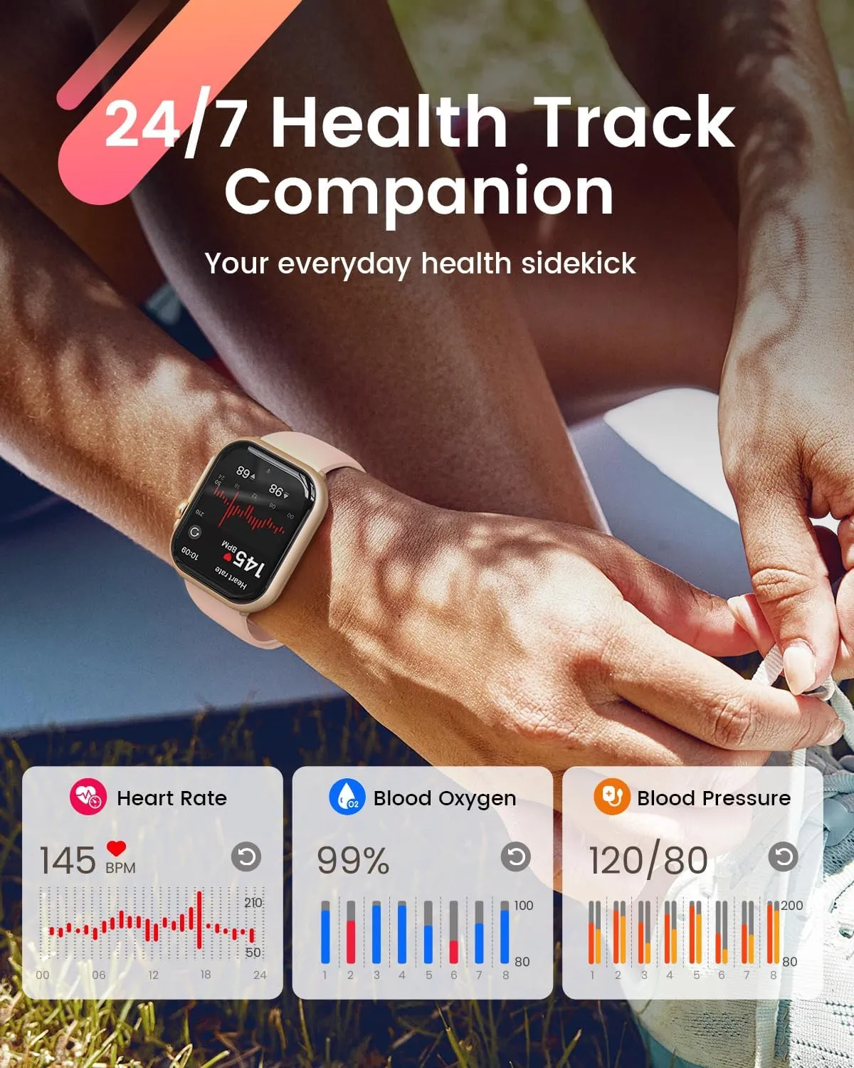 Smart Watches for Women Fitness Trackers: Smart watch with 1000mAh 100 Day Battery Life Bluetooth Call Heart Rate Blood Pressure SpO2 Sleep Monitor 120  Sports 5ATM Pedometer for iPhone Android Phones