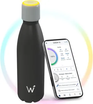 Smart Water Bottle - Stay Motivated to Drink More, Track Water Intake with Color Changing LED Reminder & Bluetooth Free App. Insulated Stainless Steel, BPA-Free 25oz.