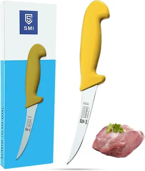 SMI Solingen Germany Boning Knife - Curved 5 inch Semi-Stiff Sharp Blade Fillet Knife for Meat Processing and Deboning