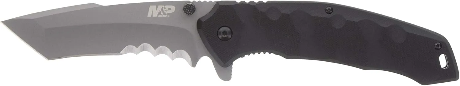 Smith & Wesson M&P Special Ops 9.3in Stainless Steel Assisted Opening Knife with 4in Tanto Blade and G10 Handle for Outdoor, Tactical, Survival and EDC,Black
