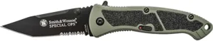 Smith & Wesson Special Ops SPECM 7.4in S.S. Assisted Opening Knife with 3.1in Tanto Blade and Aluminum Handle for Outdoor, Tactical, Survival and EDC