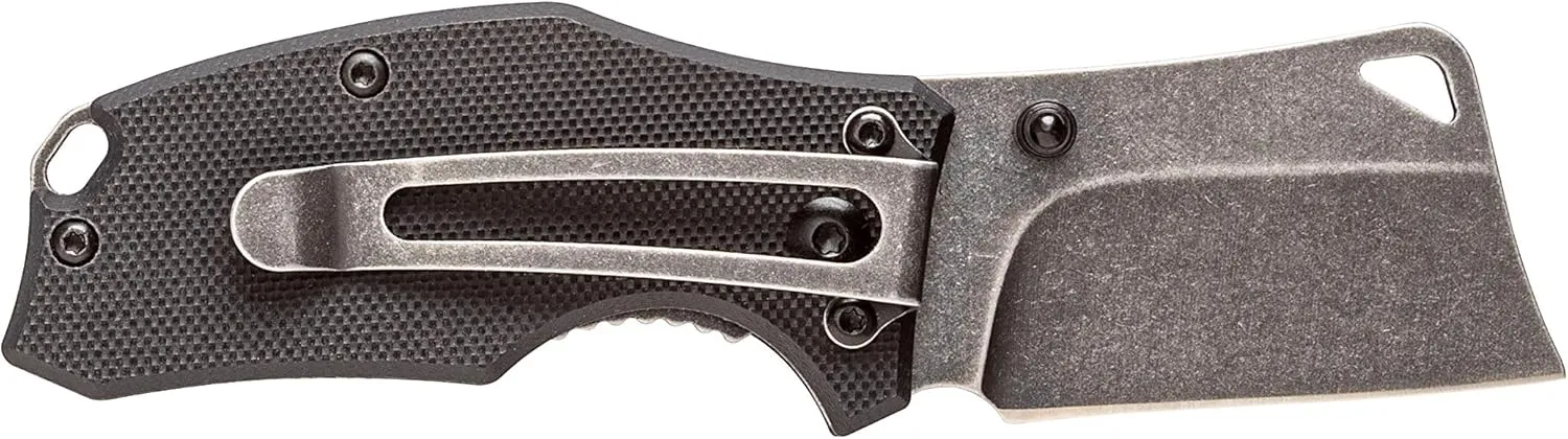 Smith's 51126 Lil Choncho 2.2” Cleaver Blade Pocket Knife - 400 Stainless Steel Blade   Rugged G10 Handle - Pocket Clip   Landyard Hole EDC - Thumb Slot for Easy Opening