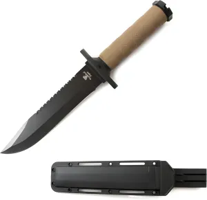 Snake Eye Tactical 13.25-Inches Ultimate Outdoors Survival Knife Fixed Blade Knife for Hunting, Fishing, Foraging, Camping, and Bushcraft Stainless Steel Knife With Sheath (Tan)