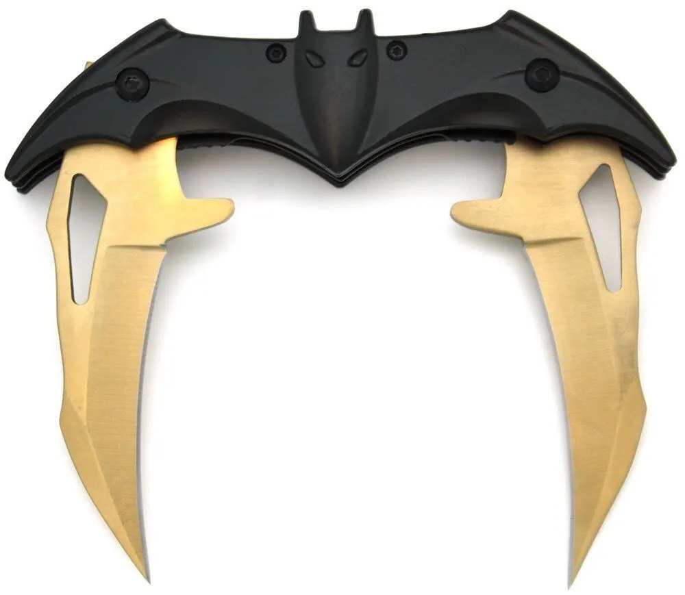 Snake Eye Tactical Dual Blade Bat Designed Action Assisted Folding Pocket Knife