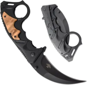 Snake Eye Tactical Everyday Carry Assist Style Folding Pocket Knife EDC (Brown Wood)