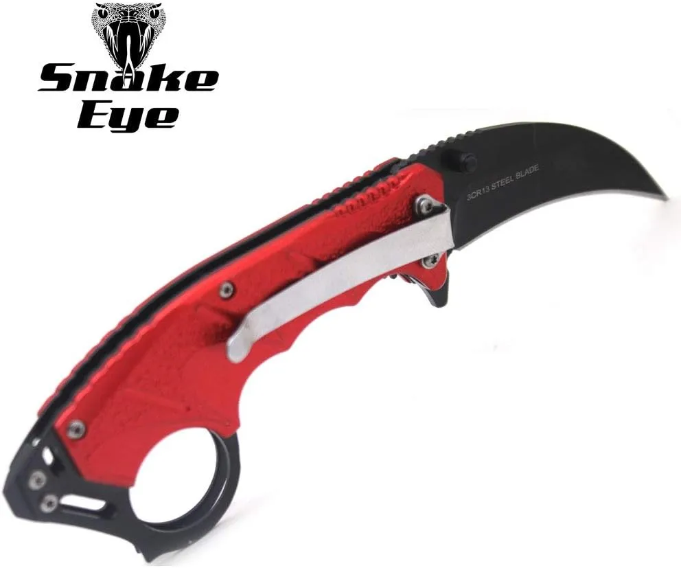 Snake Eye Tactical Everyday Carry Assist Style Folding Pocket Knife EDC (Red)