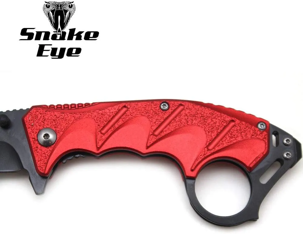 Snake Eye Tactical Everyday Carry Assist Style Folding Pocket Knife EDC (Red)