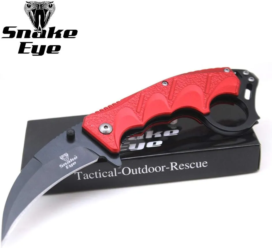 Snake Eye Tactical Everyday Carry Assist Style Folding Pocket Knife EDC (Red)