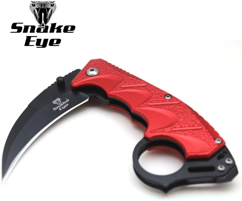 Snake Eye Tactical Everyday Carry Assist Style Folding Pocket Knife EDC (Red)