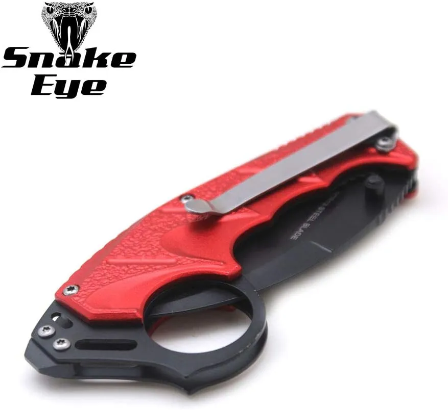 Snake Eye Tactical Everyday Carry Assist Style Folding Pocket Knife EDC (Red)