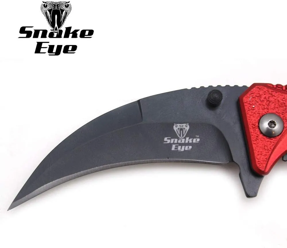 Snake Eye Tactical Everyday Carry Assist Style Folding Pocket Knife EDC (Red)
