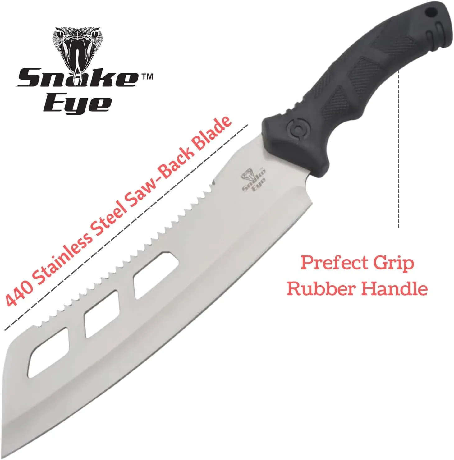 Snake Eye Tactical Fix Blade Rambo Style Survival Hunting Outdoor Knife with Nylon Sheath (Silver-1860)