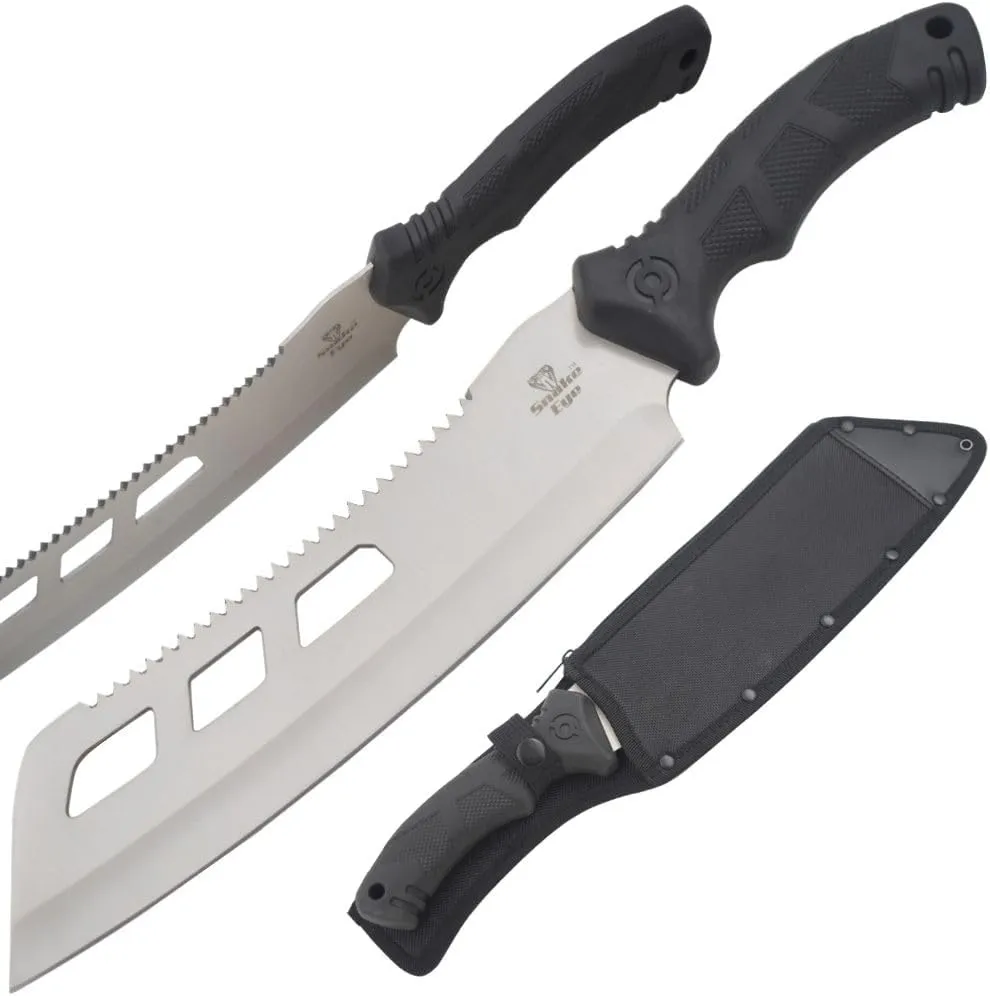 Snake Eye Tactical Fix Blade Rambo Style Survival Hunting Outdoor Knife with Nylon Sheath (Silver-1860)