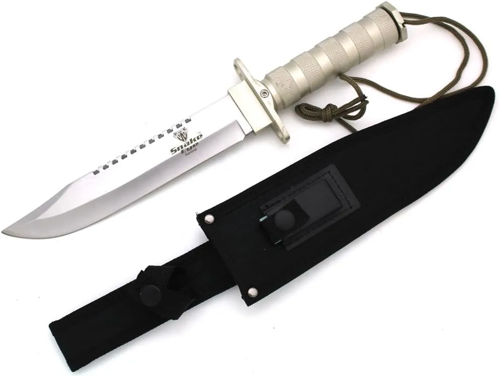 Snake Eye Tactical Full Tang Rescue Style Bowie Knife w/Sheath & Survival Kit Hunting Camping Fishing Outdoors Razor Sharp Blade