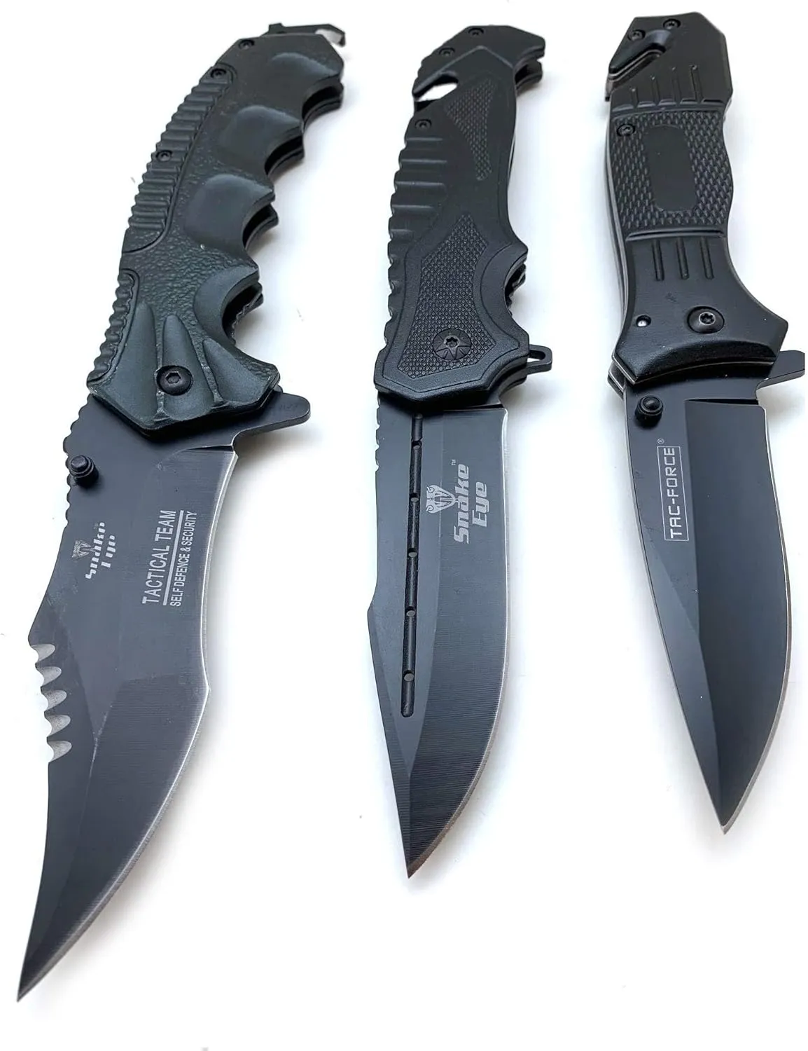 Snake Eye Tactical Triple Set - Fixed Blade/Mini Huntsman/Folding Knife - Outdoors Hunting Camping Fishing Self Defense (BK-SET)