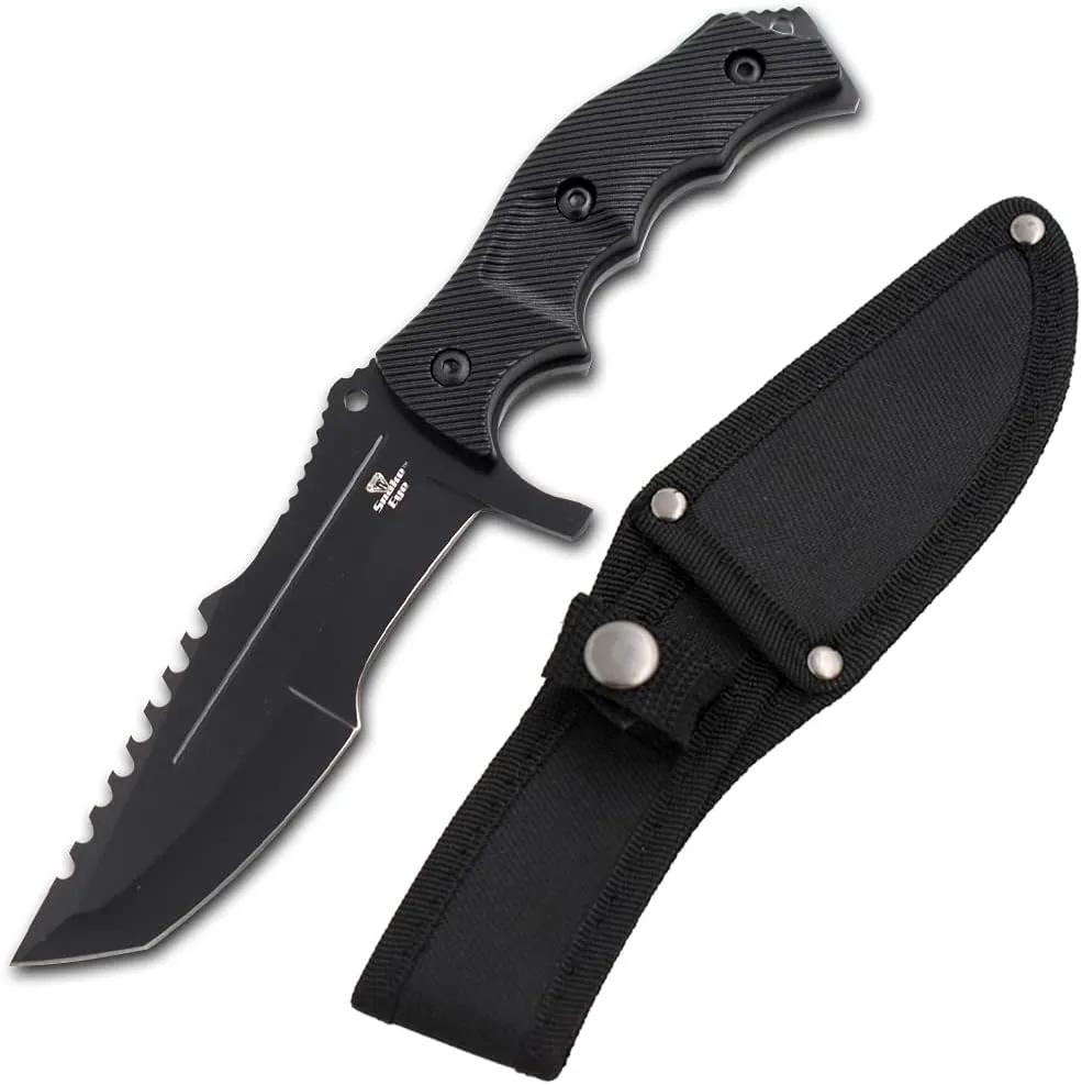 Snake Eye Tactical Triple Set - Karambit,Mini Huntsman Hunting Knife - Outdoors Hunting Camping Fishing (Black)