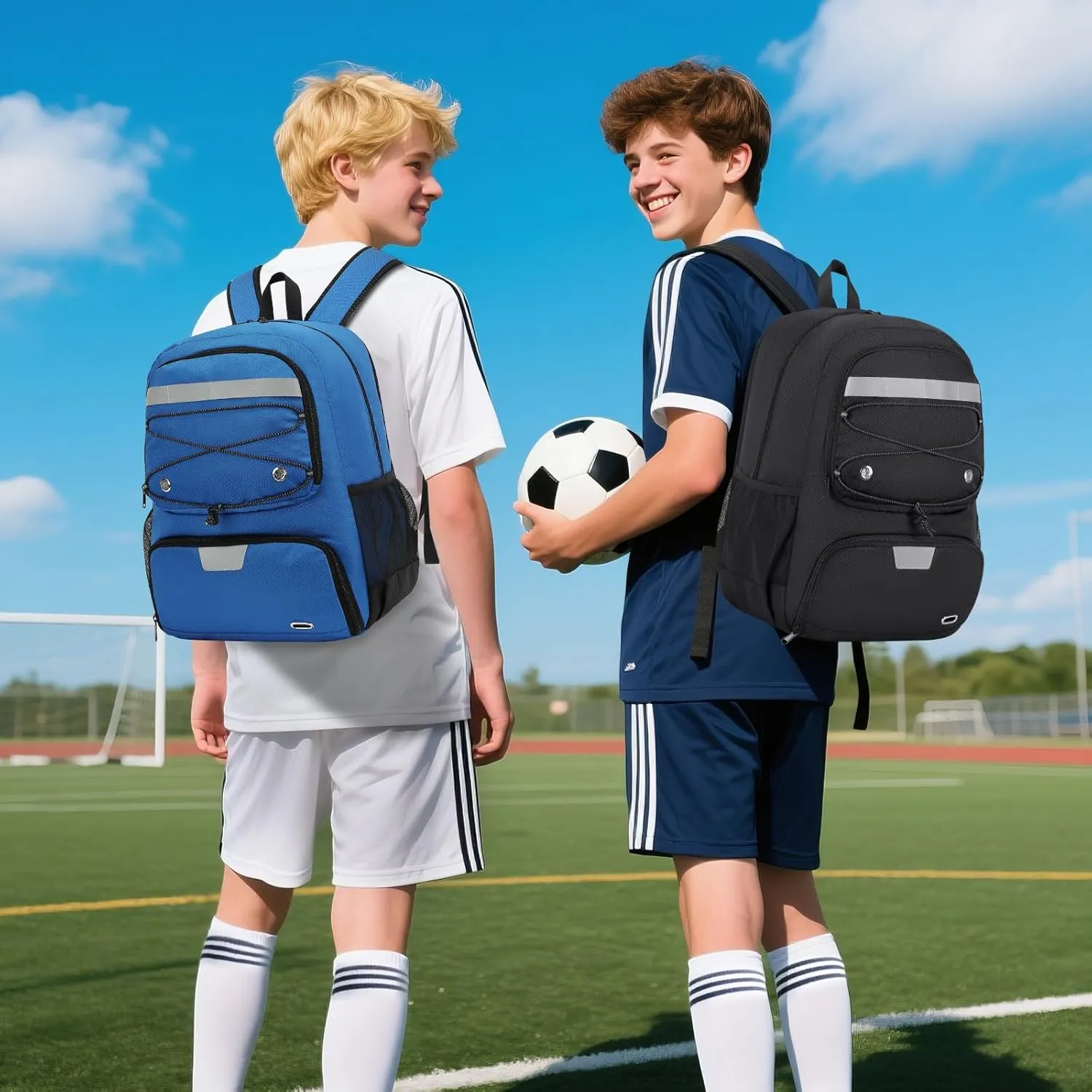 Soccer Backpack, Youth Football Bag with Ball&Shoe Compartment, Sport Equipment Bag Fit Basketball Volleyball Rugby