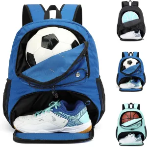 Soccer Backpack, Youth Football Bag with Ball&Shoe Compartment, Sport Equipment Bag Fit Basketball Volleyball Rugby
