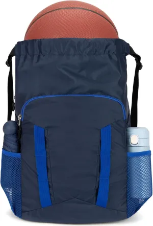 Soccer Drawstring Bag Basketball Backpack for Football Volleyball Gym Sports Training with Shoe Compartment