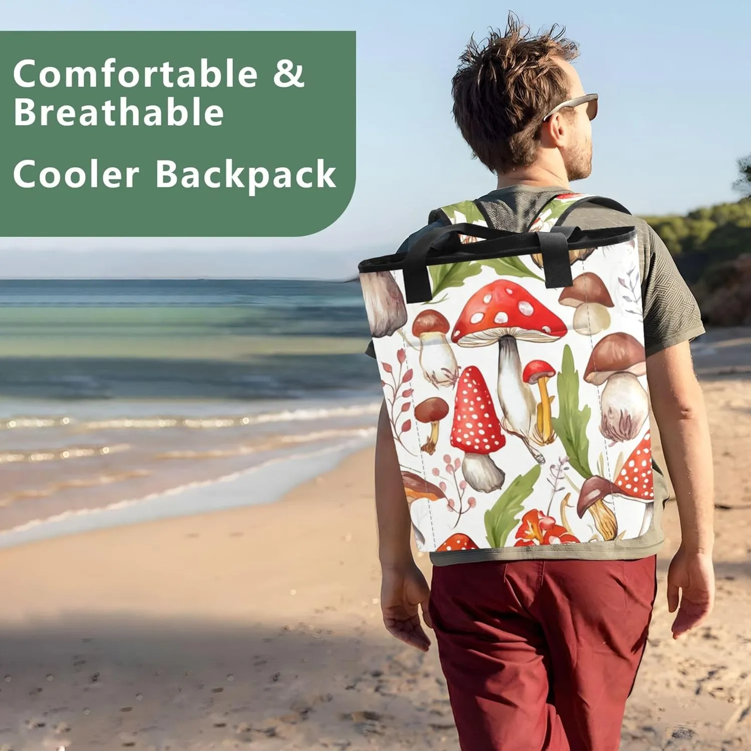 Soft Pink Glitter Texture Bokeh Cooler Bag 36 Cans Insulated Cooler Bag Carry Out Cooling Backpack