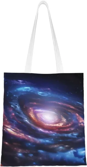 (Space Spiral Cosmic Energy) Reusable Canvas Tote Bag For Women Lightweight Handbag Shopping Bag Stylish Shoulder Bag