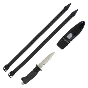 Spearfishing Dive Knife 10" Ultra Sharp 420 Stainless Steel Blade with Sheath & 2 Straps - Quick Release Button 4.3" for Usage Heavy Duty Scuba Diving Tactical Tool, Saltwater Resistant
