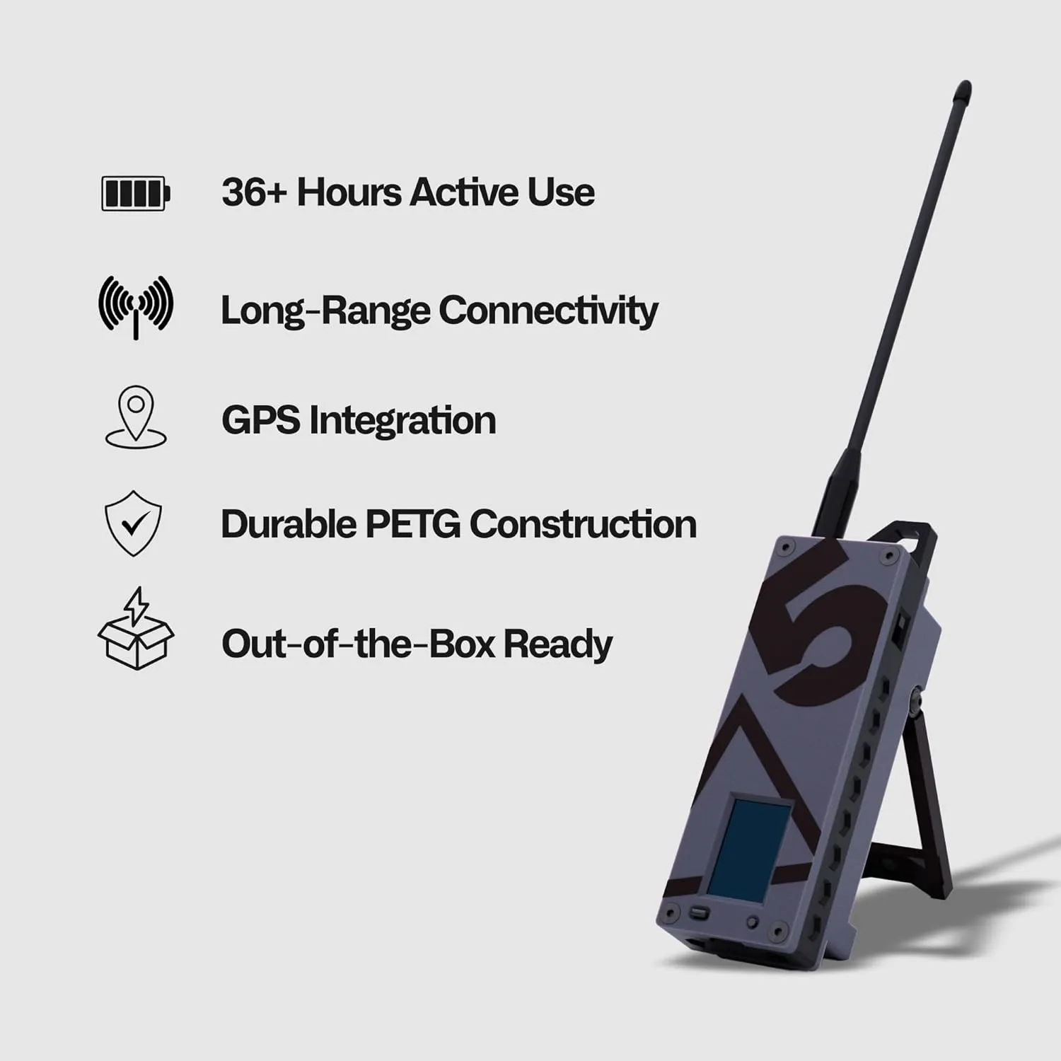 SpecFive Trekker Delta ATAK Meshtastic LoRa GPS Communicator – Long-Range Off-Grid Radio for Secure Messaging, No Cell Service Needed – Ideal for Emergency, Hiking, and Survival Use (Grey)