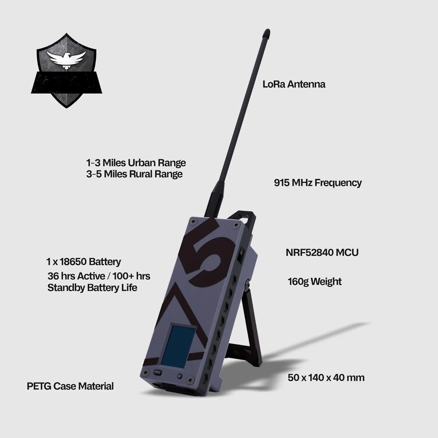 SpecFive Trekker Delta ATAK Meshtastic LoRa GPS Communicator – Long-Range Off-Grid Radio for Secure Messaging, No Cell Service Needed – Ideal for Emergency, Hiking, and Survival Use (Grey)