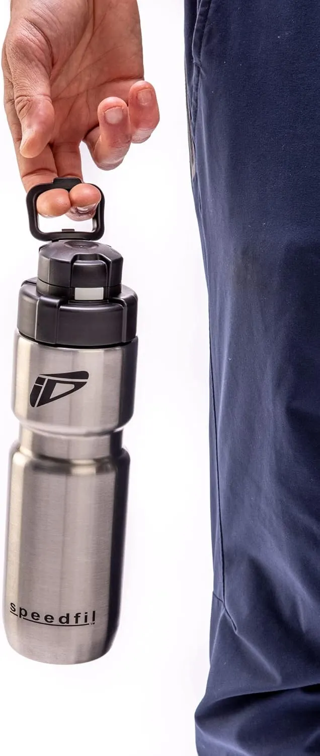 Speedfil Speedflask 21 oz. Vacuum Insulated Stainless Steel Cycling Sports Water Bottle with NEW Bounce Back Lid 2.0 (White)