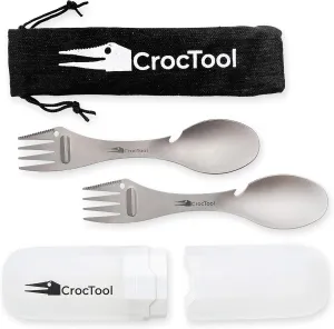 Spork Ultra Lightweight and Strong 5 in 1 Camping Utensil Set-Spoon Fork Knife Peeler Bottle Opener Bag Carry case. Ideal for Outdoors, Home or Office