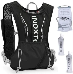 Sport Hydration Vest Running Backpack with 15oz 50oz Black Water Bladder Adjustable Strap Storage Bag for Trail Running Marathon Race Hiking