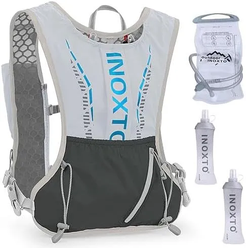 Sport Hydration Vest Running Backpack with 15oz 50oz Water Bladder Adjustable Strap Storage Bag for Trail Running Marathon Race Hiking