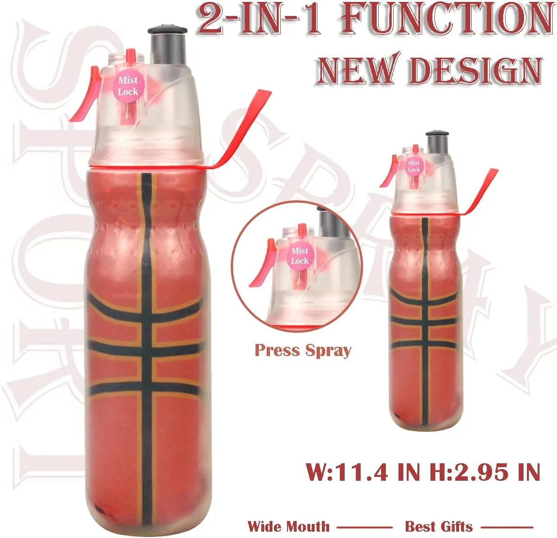 Sport Insulated Water Bottle - BPA-Free, Spray Cooling Bottle - Help You Cool Down Quickly & Quench Thirst, Sport & Bike Squeeze Bottle for Gym Cycling Running Climbing Hiking (Basketball)