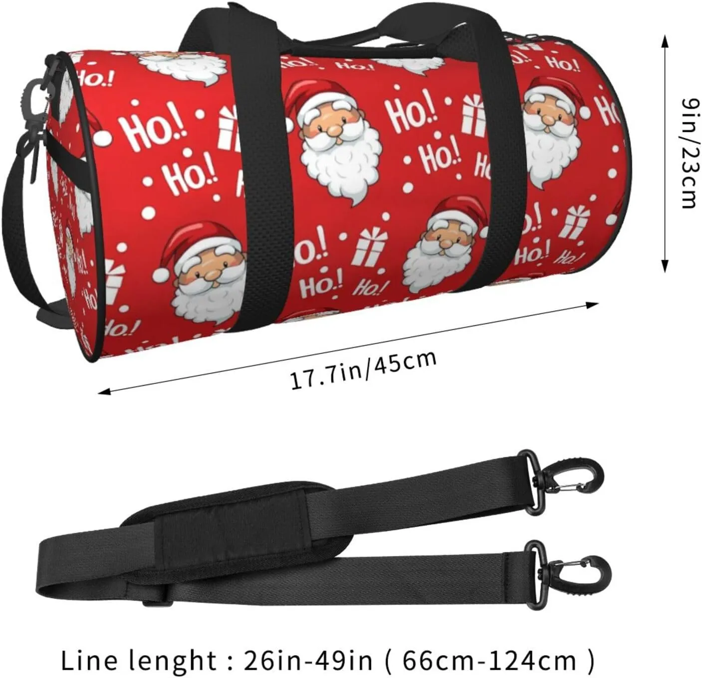 Sports Gym Duffle Bag Christmas Santa Foldable Lightweight Travel Bag