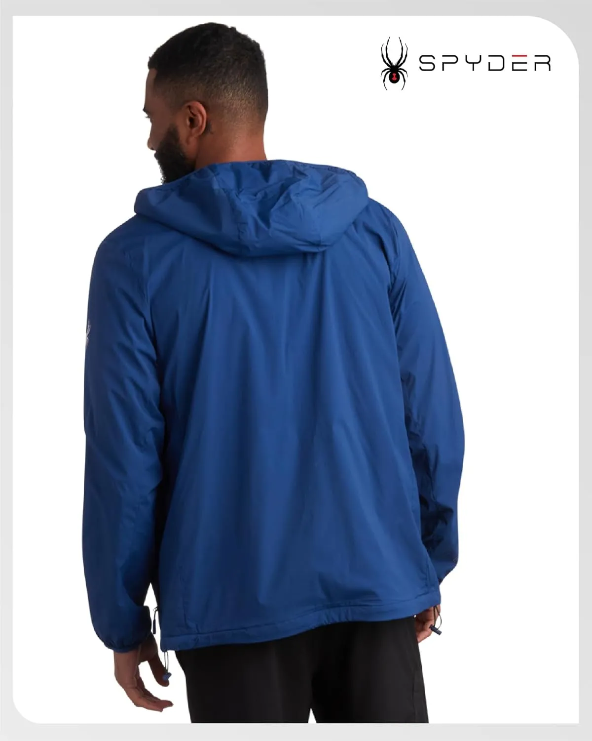Spyder Mens Windbreaker Jacket - Lightweight Wind & Water Resistant Rain Coat for Men, Hooded Rain Jacket Men for Travel Golf