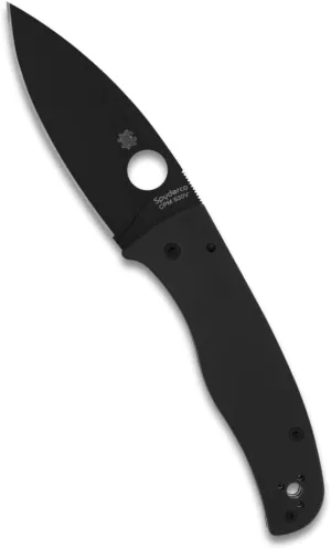 Spyderco Bodacious PlainEdge Folding Knife - Ideal for First Responders and Outdoor Enthusiasts - Black G-10 Handle, Black Diamond-Like Carbon Coated Blade - C263GPBK