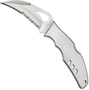 Spyderco Byrd Crossbill Knife with 3.25" Steel Hawkbill Blade and Durable Stainless Steel Blade -CombinationEdge - BY07PS