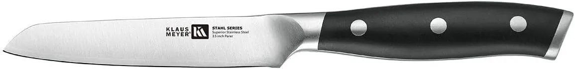 Stahl 3.5 inch Paring Knife High Carbon Exclusive German Steel Fruit Knife, Small Kitchen Knife with Ergonomic Handle (Black)