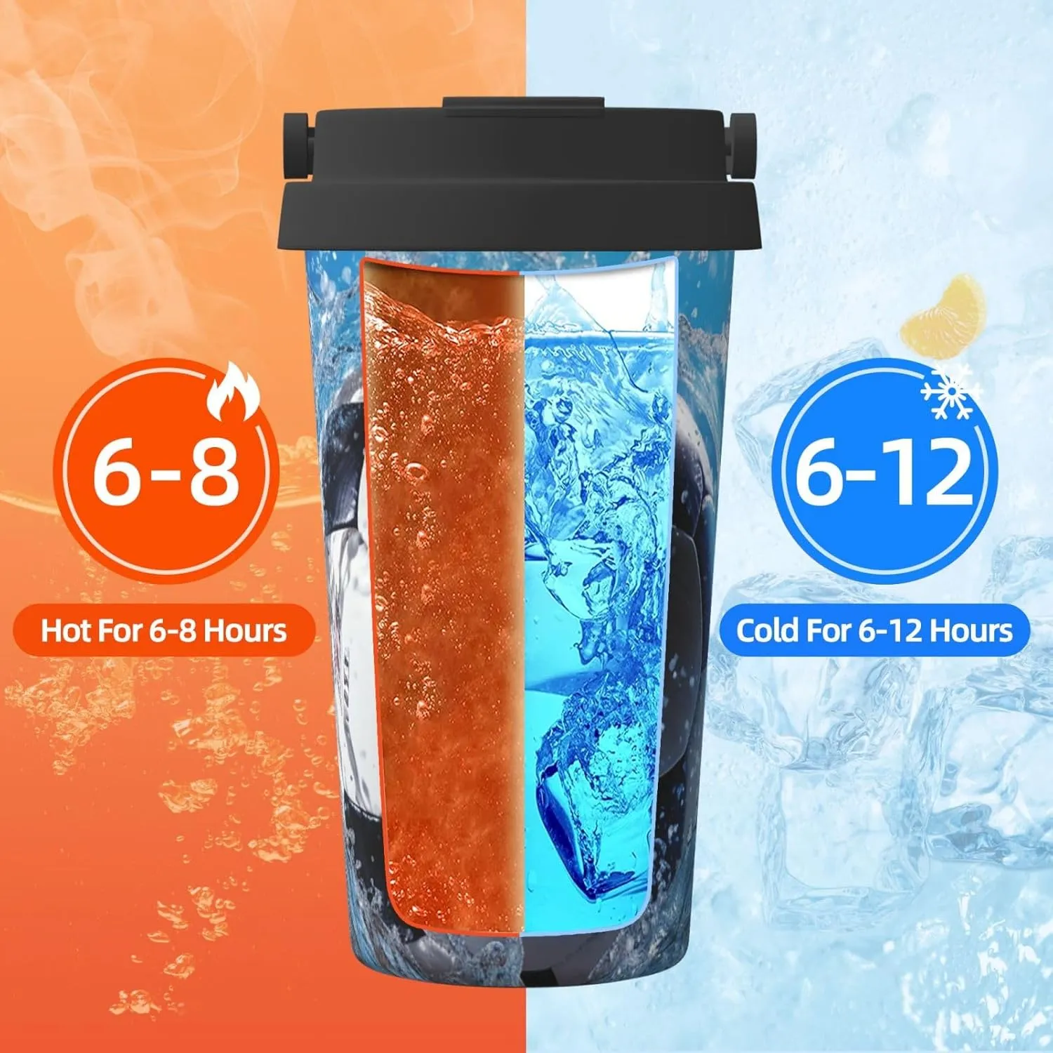 Stainless Steel Tumbler with Lid Insulated Tumbler Soccer Ball Water Coffee Mug for Travel Reusable Car Cup Double Wall Insulated Cup for Coffee
